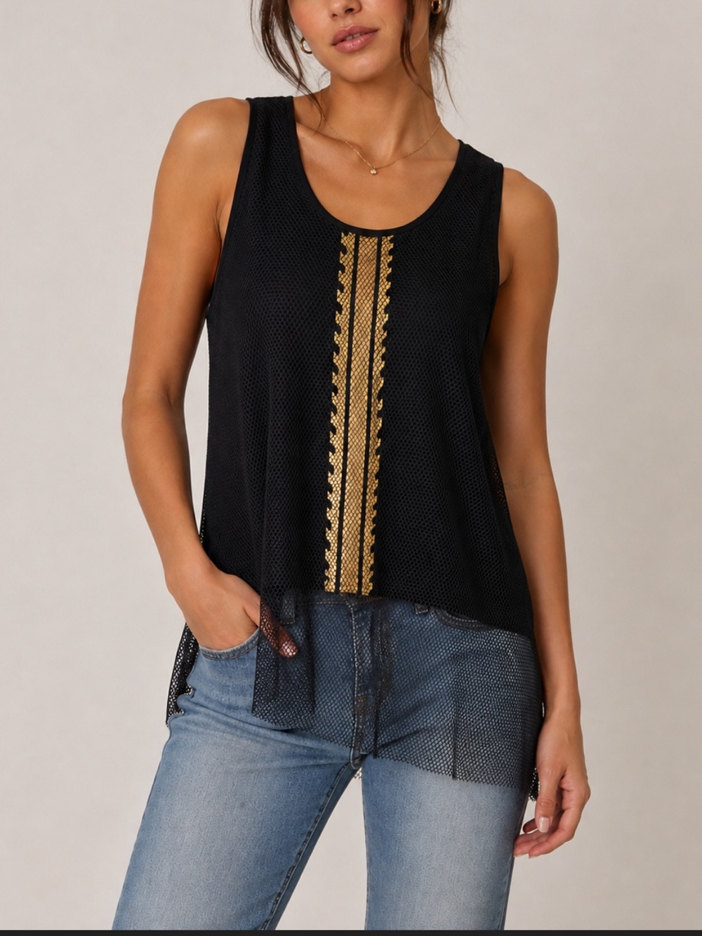 Sachin & Babi Karma Top Size M NWT Black & Gold